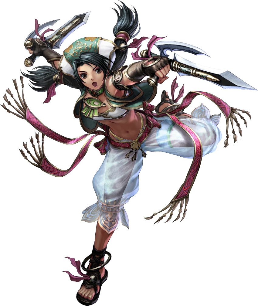 feet, fighter, highres, kawano_takuji, midriff, navel, soul_calibur, soulcalibur