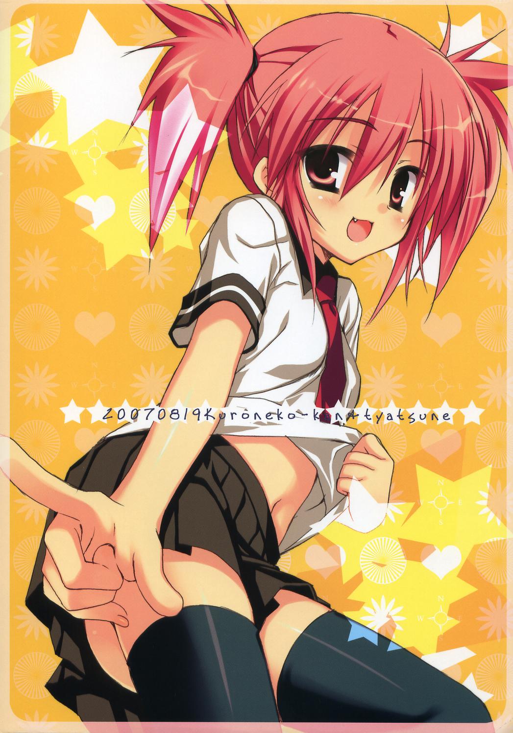 edomae_runa, fang, highres, pink_eyes, pink_hair, seto_no_hanayome, short_hair, thighhighs