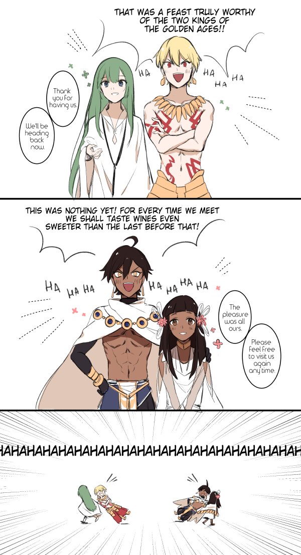 1girl, 2boys, :d, ahoge, androgynous, black_hair, blonde_hair, blue_eyes