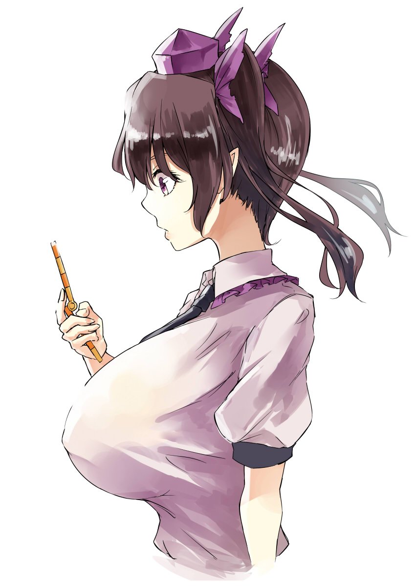 1girl, breasts, brown_hair, cellphone, commentary_request, covered_nipples, deetamu, flip_phone