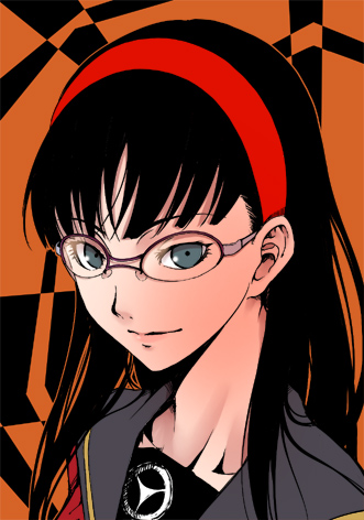 amagi_yukiko, aqua_eyes, bangs, black_hair, blunt_bangs, close-up, face, glasses