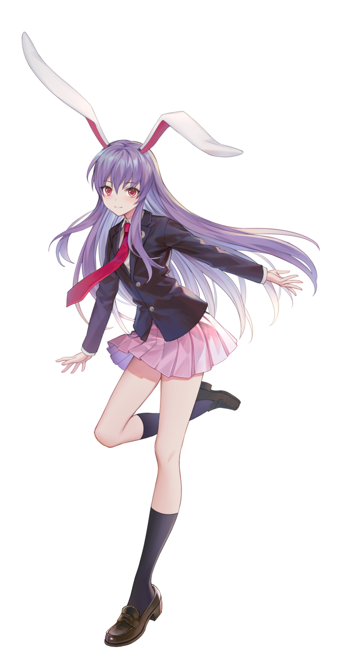 1girl, animal_ears, black_jacket, black_legwear, blush, brown_footwear, bunny_girl, crescent