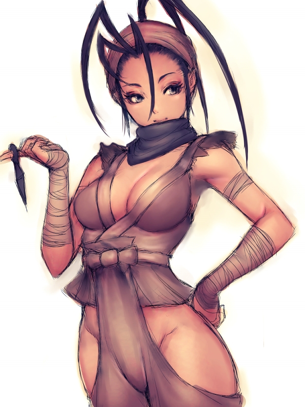 breasts, capcom, humio, ibuki, kunai, ninja, scarf, street_fighter, street_fighter_3, street_fighter_iii, weapon