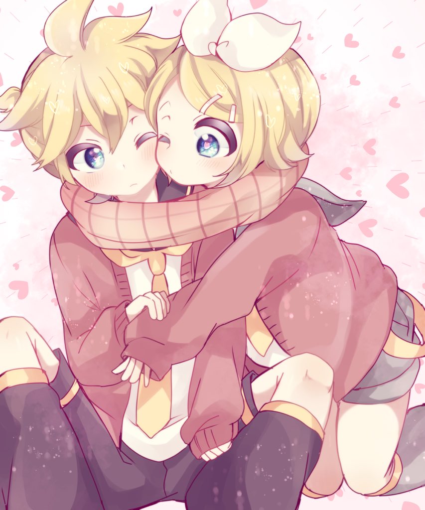 1boy, 1girl, aoi_choko_(aoichoco), blonde_hair, blue_eyes, bow, cheek-to-cheek, commentary