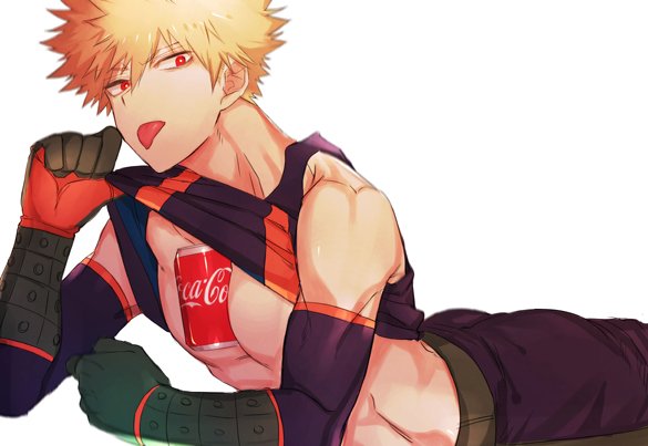 1boy, bakugou_katsuki, between_pectorals, blonde_hair, boku_no_hero_academia, can, coca-cola, gloves