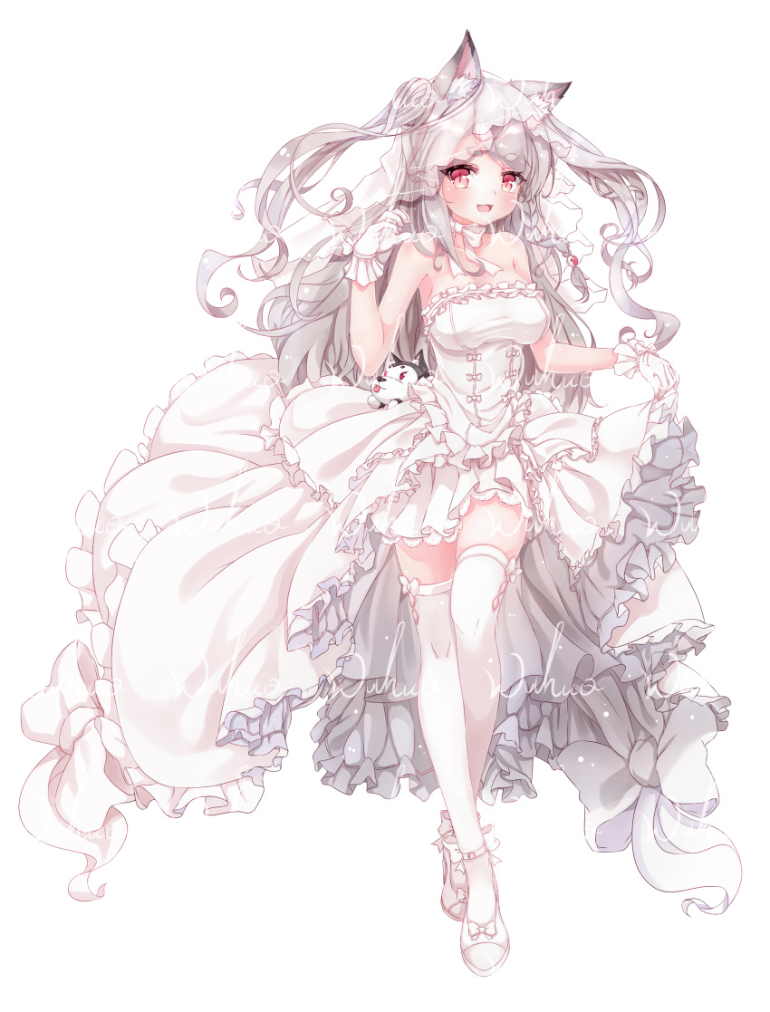 1girl, absurdres, alternate_costume, animal_ears, azur_lane, bare_shoulders, blush, bridal_veil