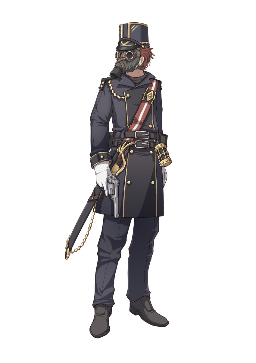 1boy, absurdres, belt, chinese_commentary, commentary_request, full_body, gas_mask, gloves