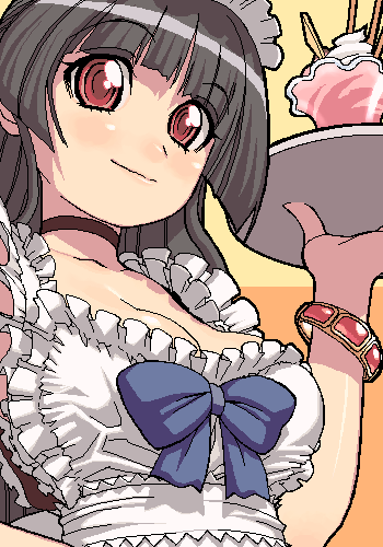 bracelet, breasts, choker, hijiri_rei, jewelry, long_hair, lowres, maid