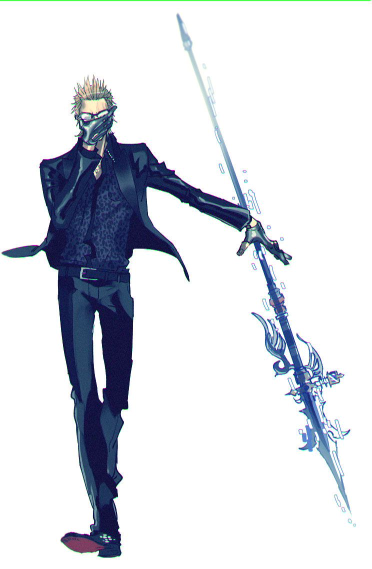 1boy, adjusting_eyewear, animal_print, black_jacket, brown_hair, covering_face, final_fantasy, final_fantasy_xv