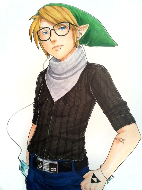 1boy, bangs, belt, belt_buckle, bespectacled, black-framed_eyewear, black_shirt, blonde_hair