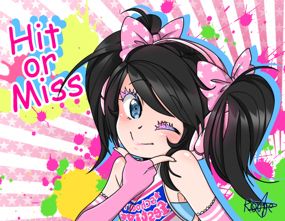 1girl, artist_name, black_hair, blue_eyes, blush, cosplay, elbow_gloves, fingerless_gloves, gloves, hair_ribbon, headphones, hit_or_miss, long_hair, love_live!, love_live!_school_idol_project, meme, nyannyancosplay, real_life, ribbon, smile, thegreatrouge, tiktok, twintails, wink, yazawa_nico, yazawa_nico_(cosplay)