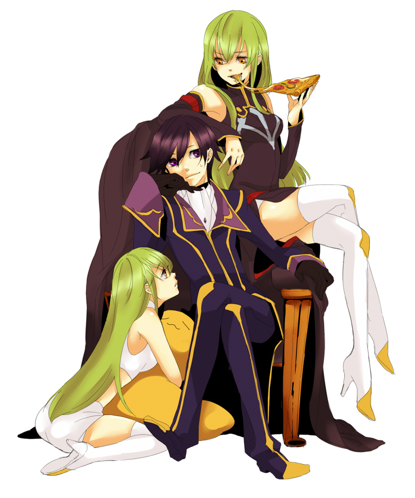 boots, brown_eyes, c.c., cc, cheese-kun, code_geass, crossed_legs, detached_sleeves