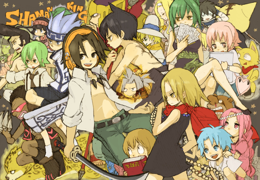 asakura_yoh, asakura_you, everyone, highres, johann_faust_viii, kororo, kyouyama_anna, lyserg_diethel