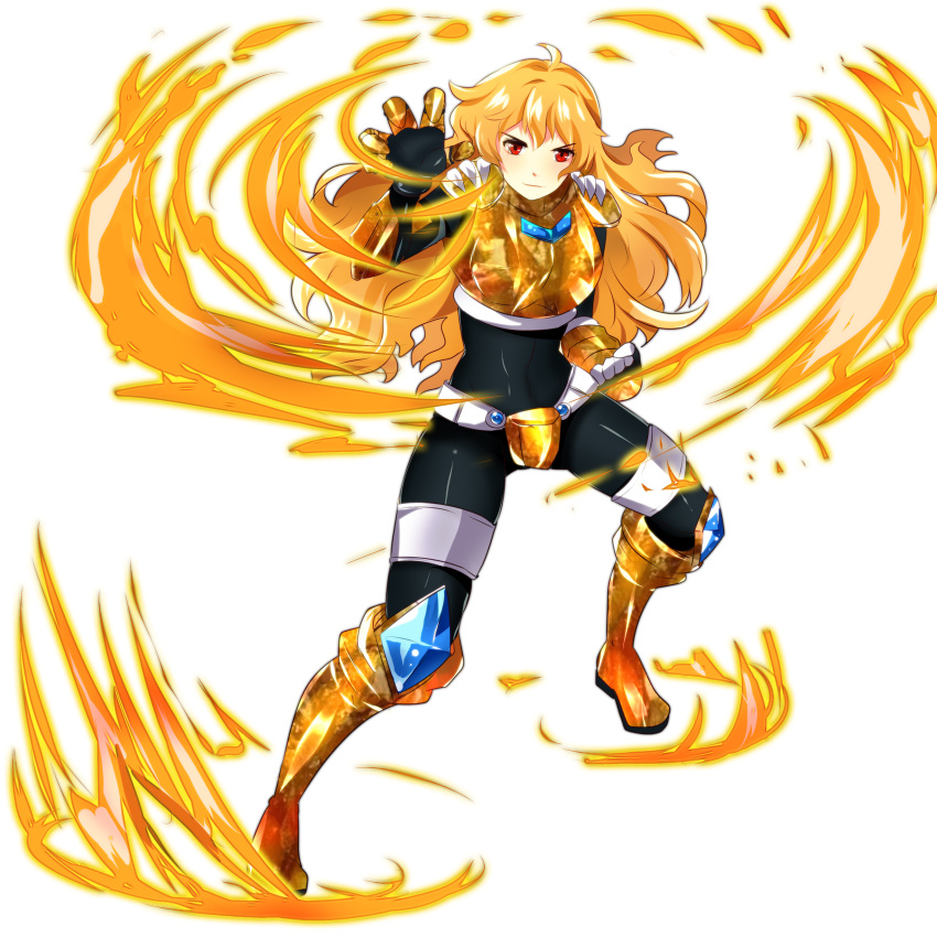 1girl, absurdres, ahoge, armor, aura, avaloki, black_bodysuit, black_legwear