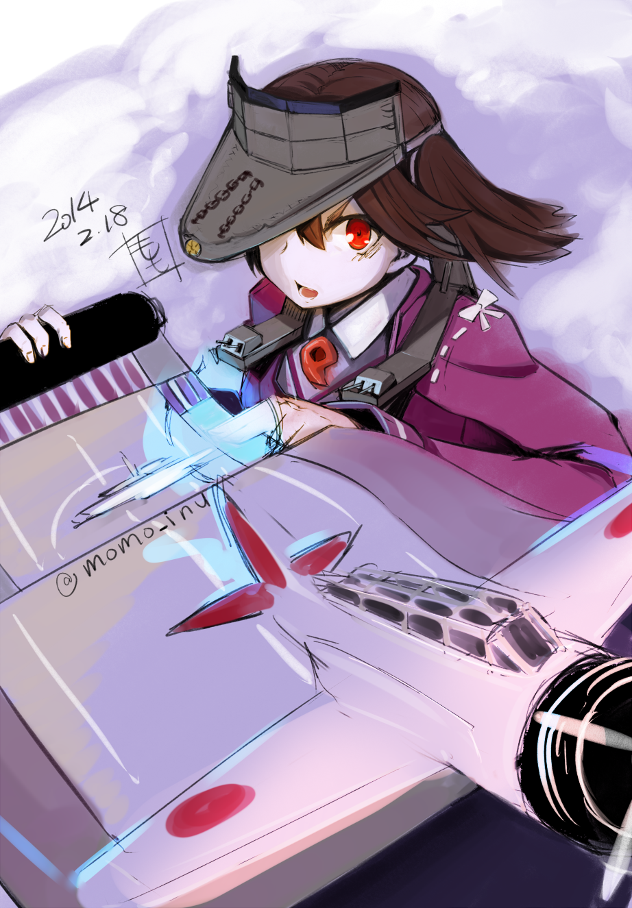 1girl, brown_hair, commentary_request, dated, fingernails, hair_between_eyes, hands_up, highres