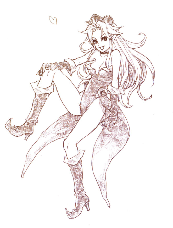 bad_id, boots, breasts, brown, cleavage, crown, fuku_imo, gloves