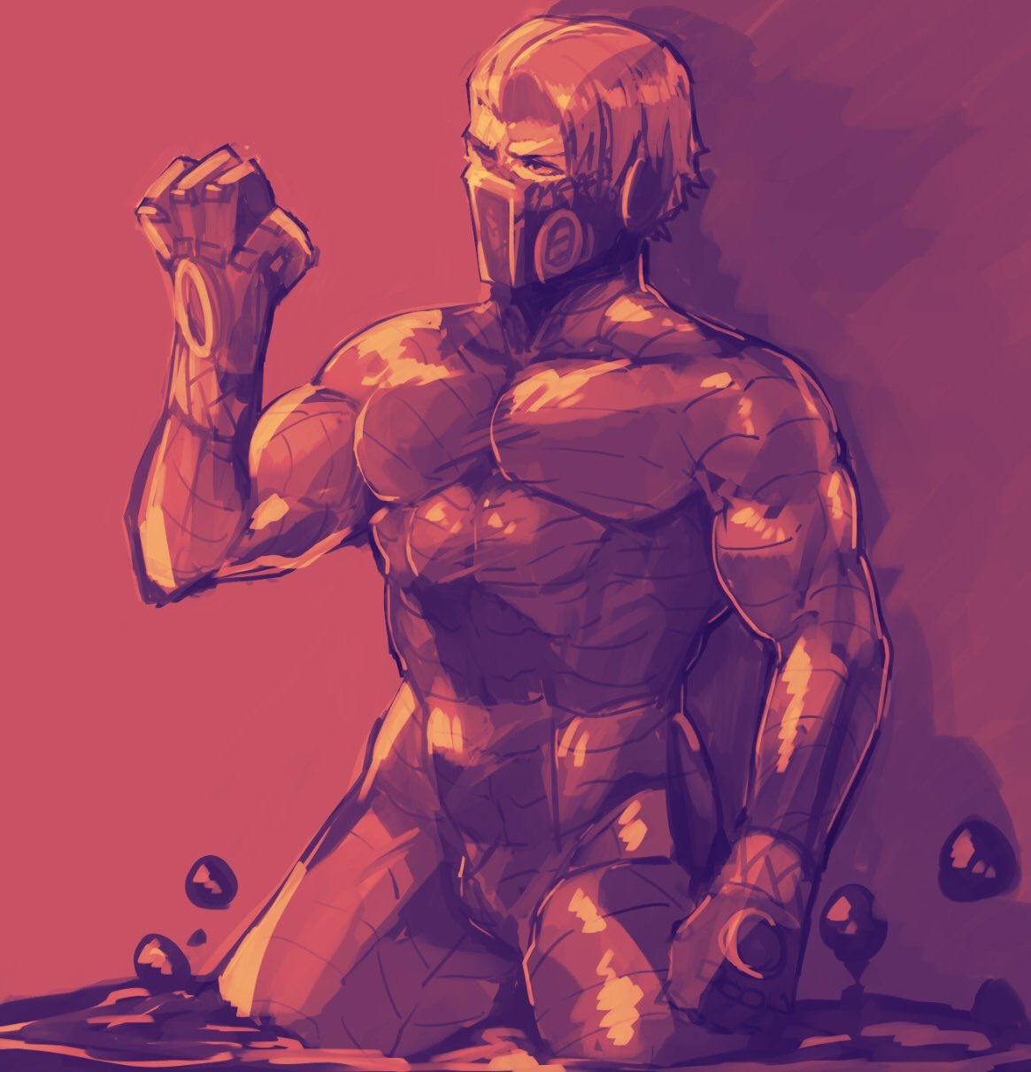 #compass, 1boy, abs, amaneryuusei, bodysuit, clenched_hand, cowboy_shot, gustav_heydrich
