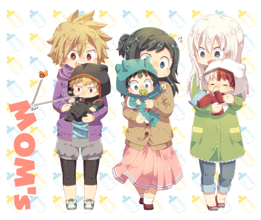 3boys, 3girls, baby, bakugou_katsuki, bakugou_mitsuki, blue_eyes, blush, boku_no_hero_academia