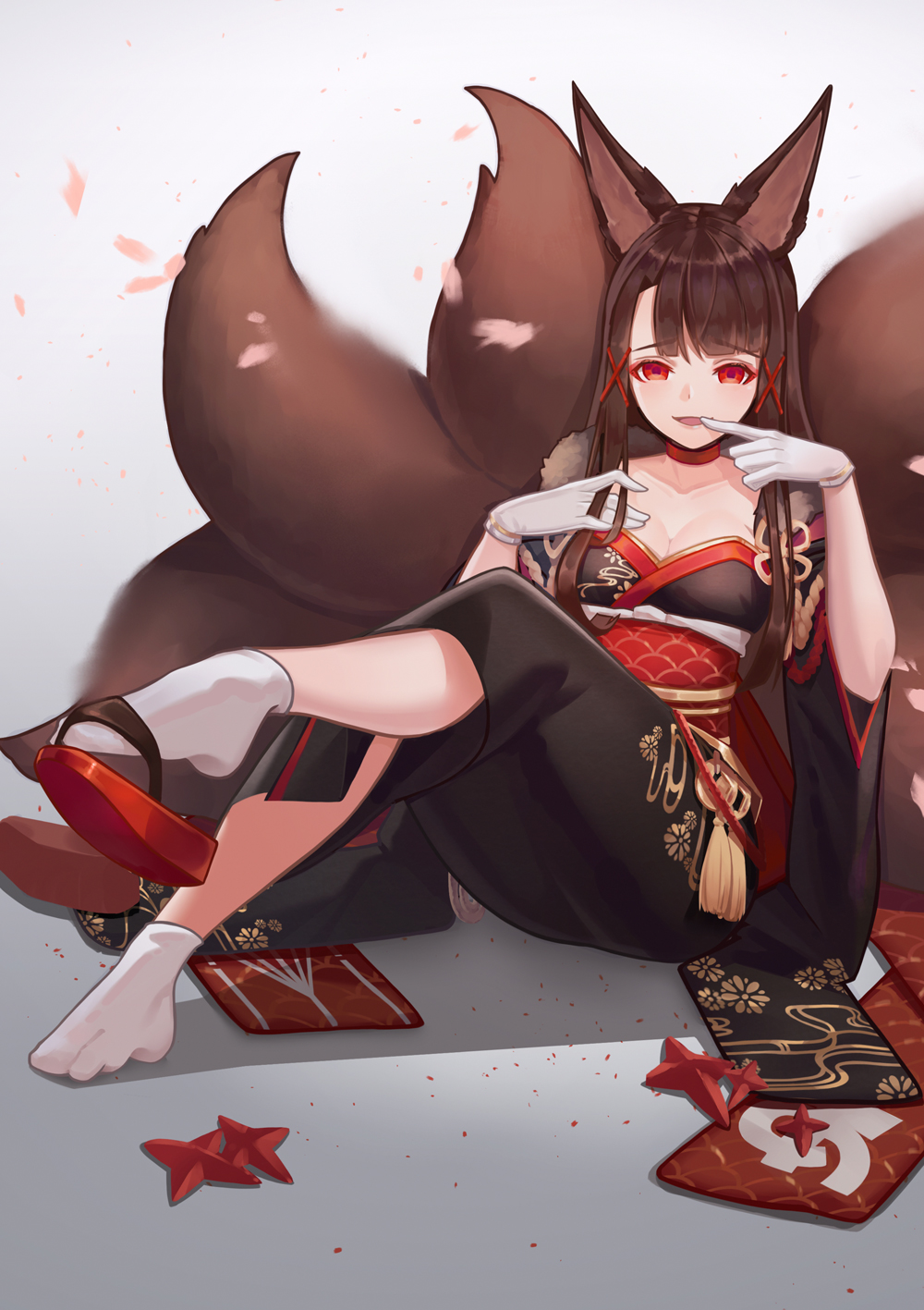 1girl, akagi_(azur_lane), alternate_costume, animal_ears, azur_lane, bangs, breasts, brown_hair
