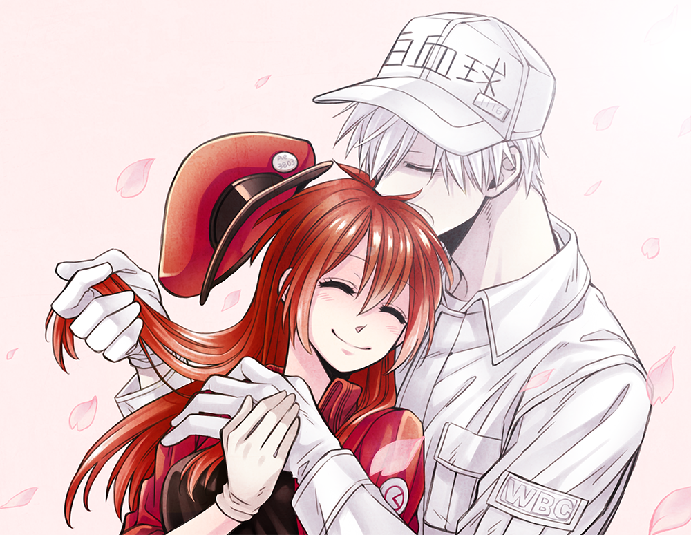 1boy, 1girl, ae-3803, alternate_hair_length, alternate_hairstyle, baseball_cap, breasts, cabbie_hat