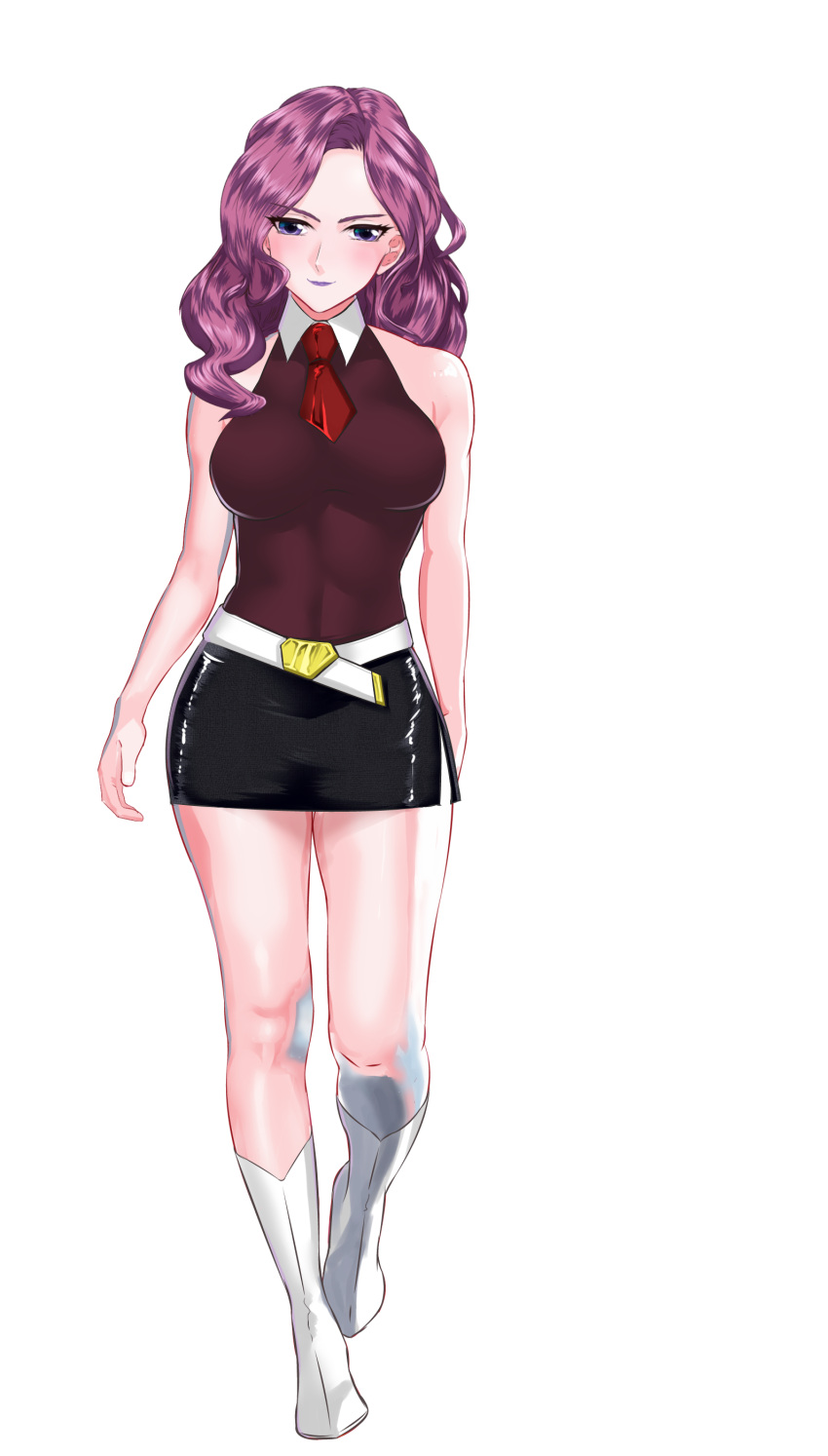 1girl, absurdres, arion_canvas, boots, curly_hair, highres, long_hair, miniskirt