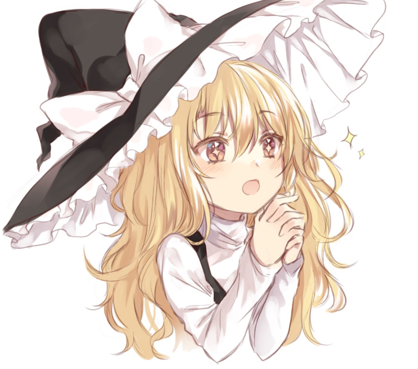 1girl, bangs, black_hat, black_vest, blonde_hair, blush, bow, brown_hair