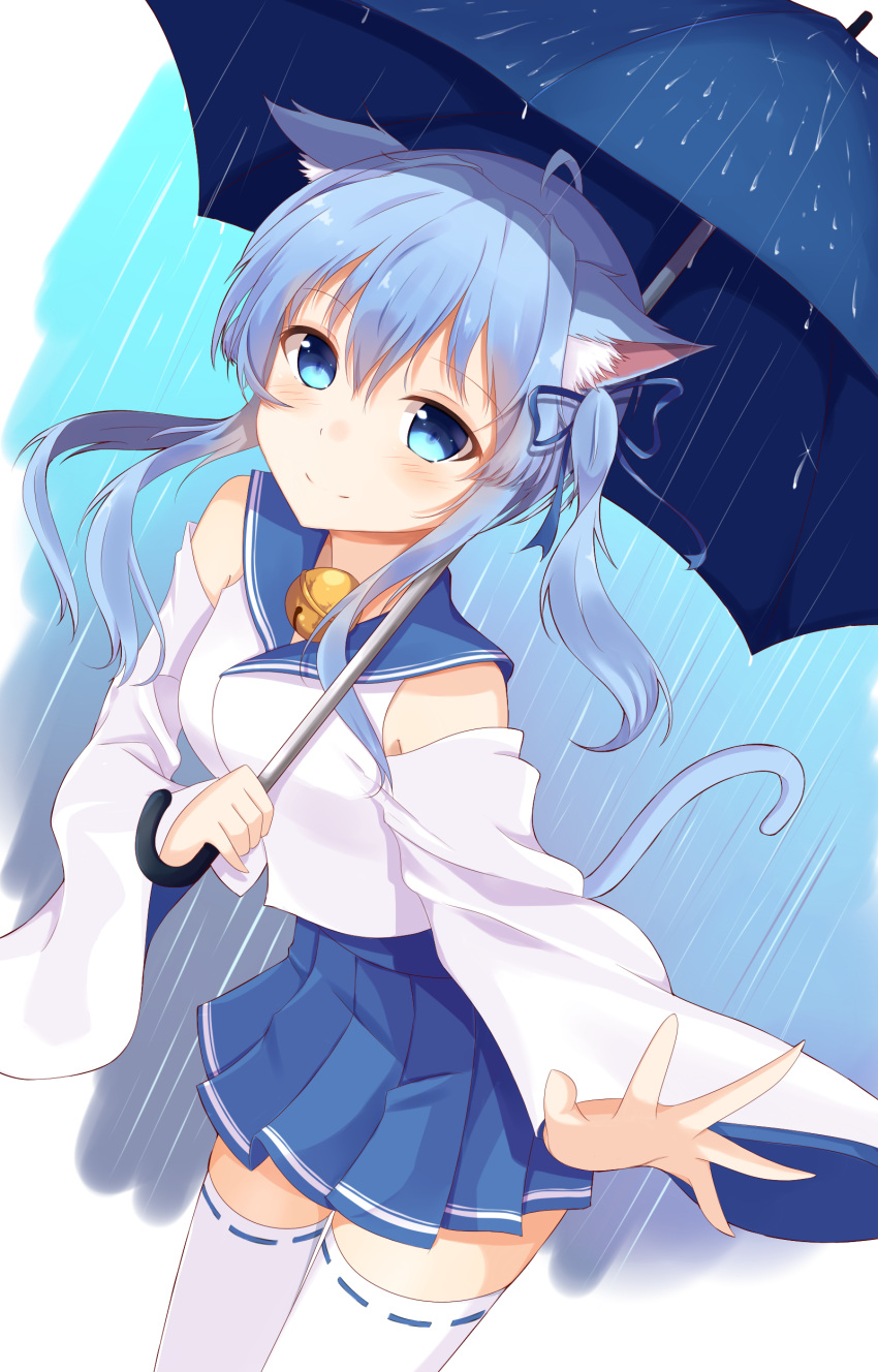 1girl, absurdres, animal_ear_fluff, animal_ears, asashio_(azur_lane), azur_lane, bare_shoulders, bell