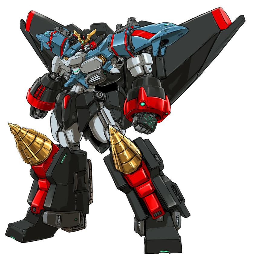 full_body, gaofighgar, highres, ledjoker07, mecha, no_humans, solo, white_background