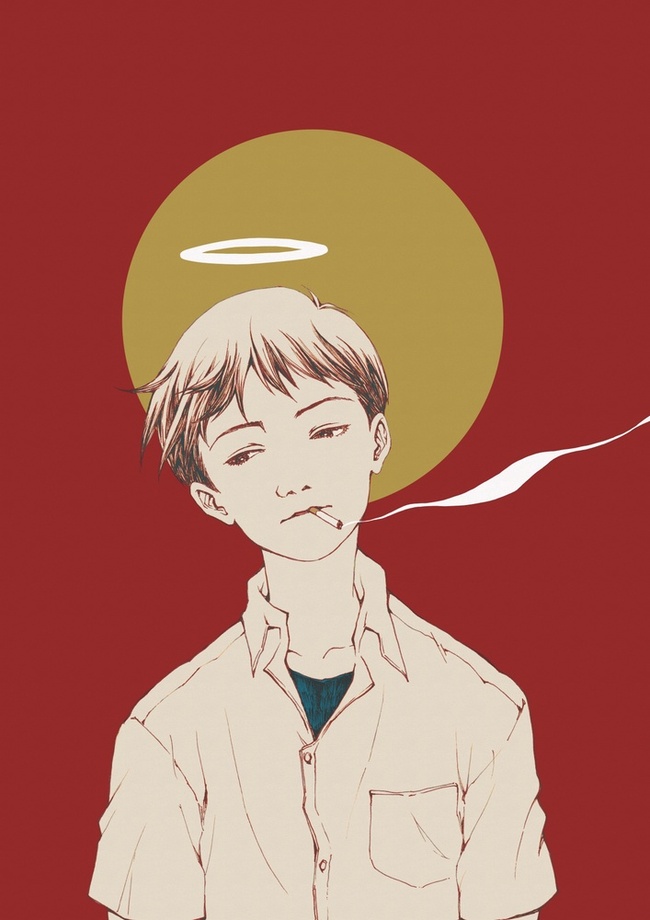 1boy, arm_at_side, breast_pocket, collared_shirt, cynthia_tedy, head_tilt, ikari_shinji, looking_to_the_side