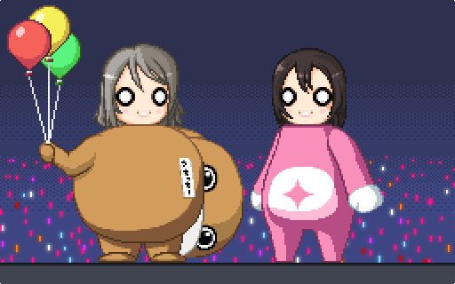 10s, 2019, 2girls, animal_costume, ascii_media_works, bang_dream!, bear_costume, black_hair