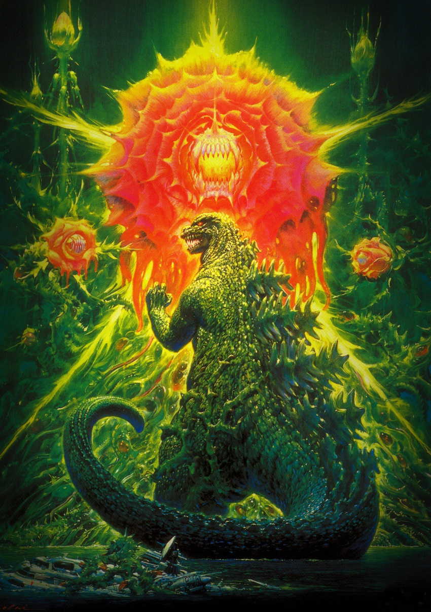 biollante, flower, godzilla, godzilla_(series), highres, kaijuu, movie_poster, official_art