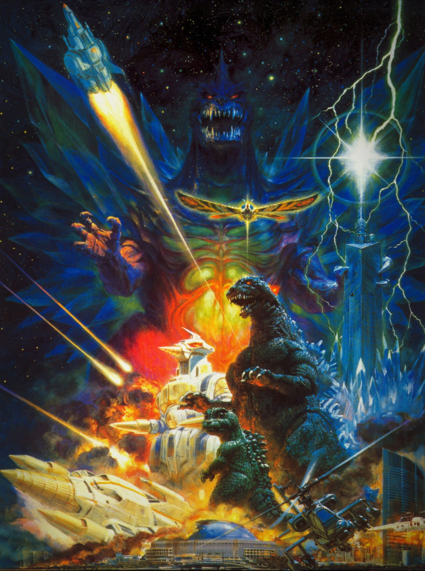 aircraft, bug, building, godzilla, godzilla_(series), ground_vehicle, highres, insect