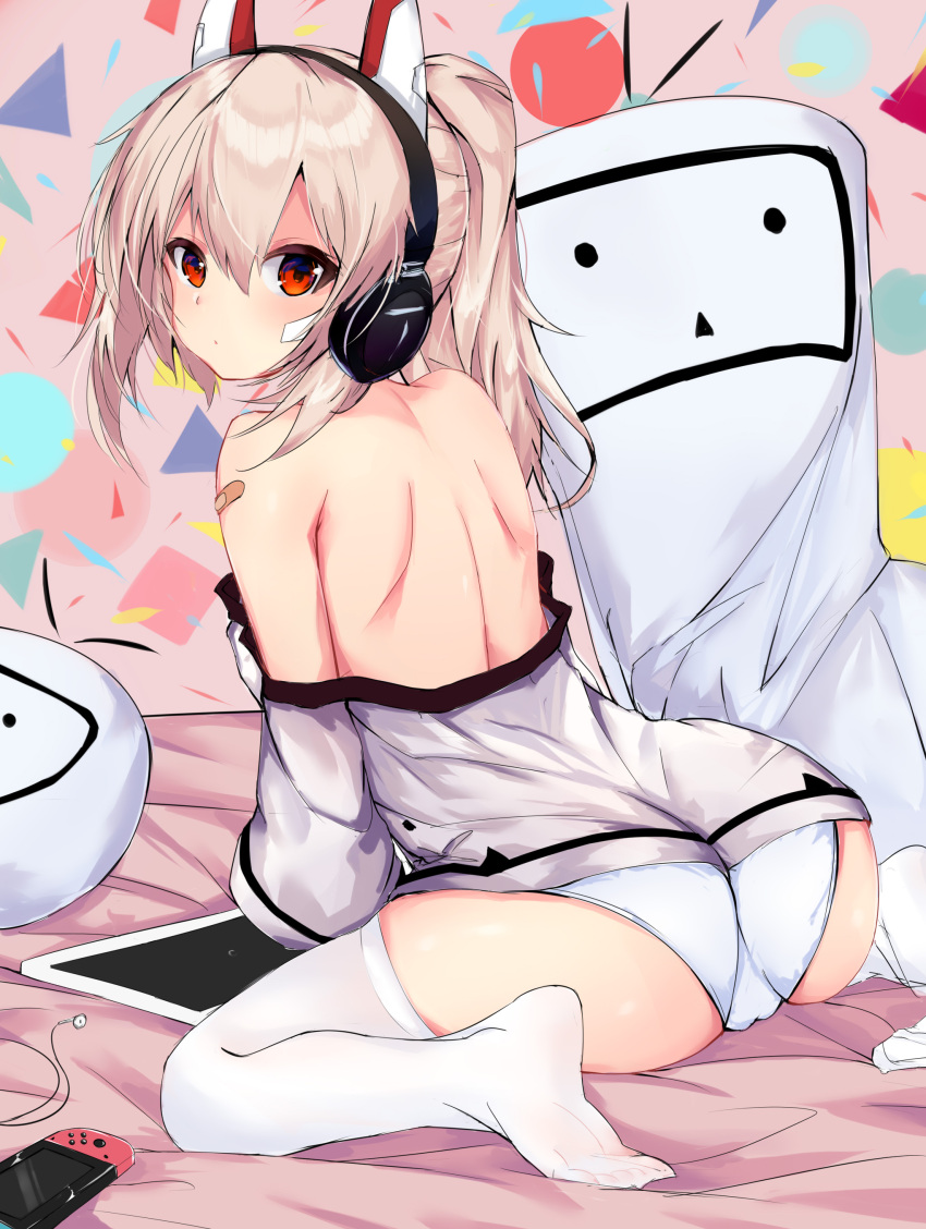 1girl, absurdres, ass, ayanami_(azur_lane), azur_lane, bandaid, bandaid_on_arm, bandaid_on_face
