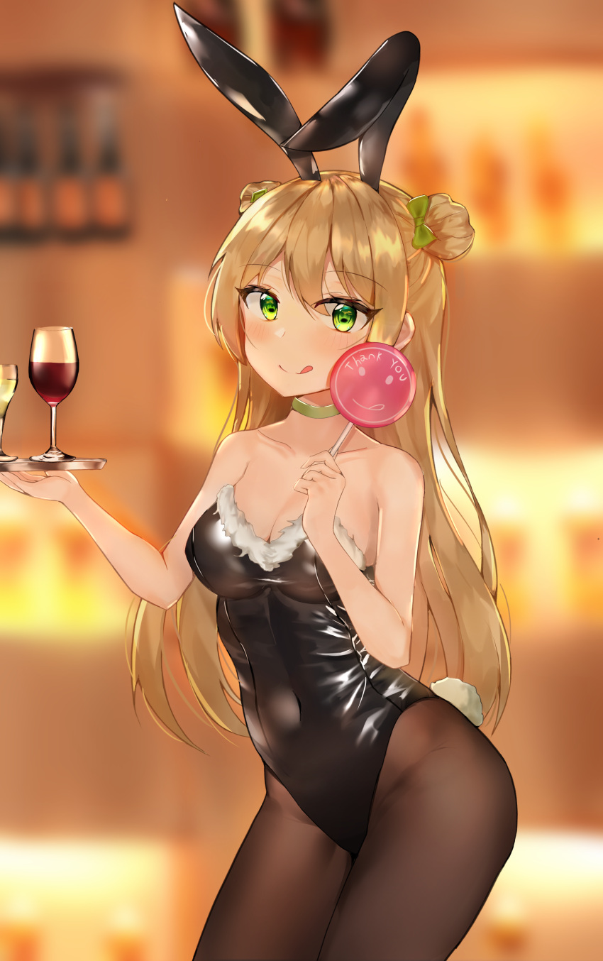 1girl, :q, absurdres, alcohol, alternate_costume, animal_ears, bangs, bare_arms