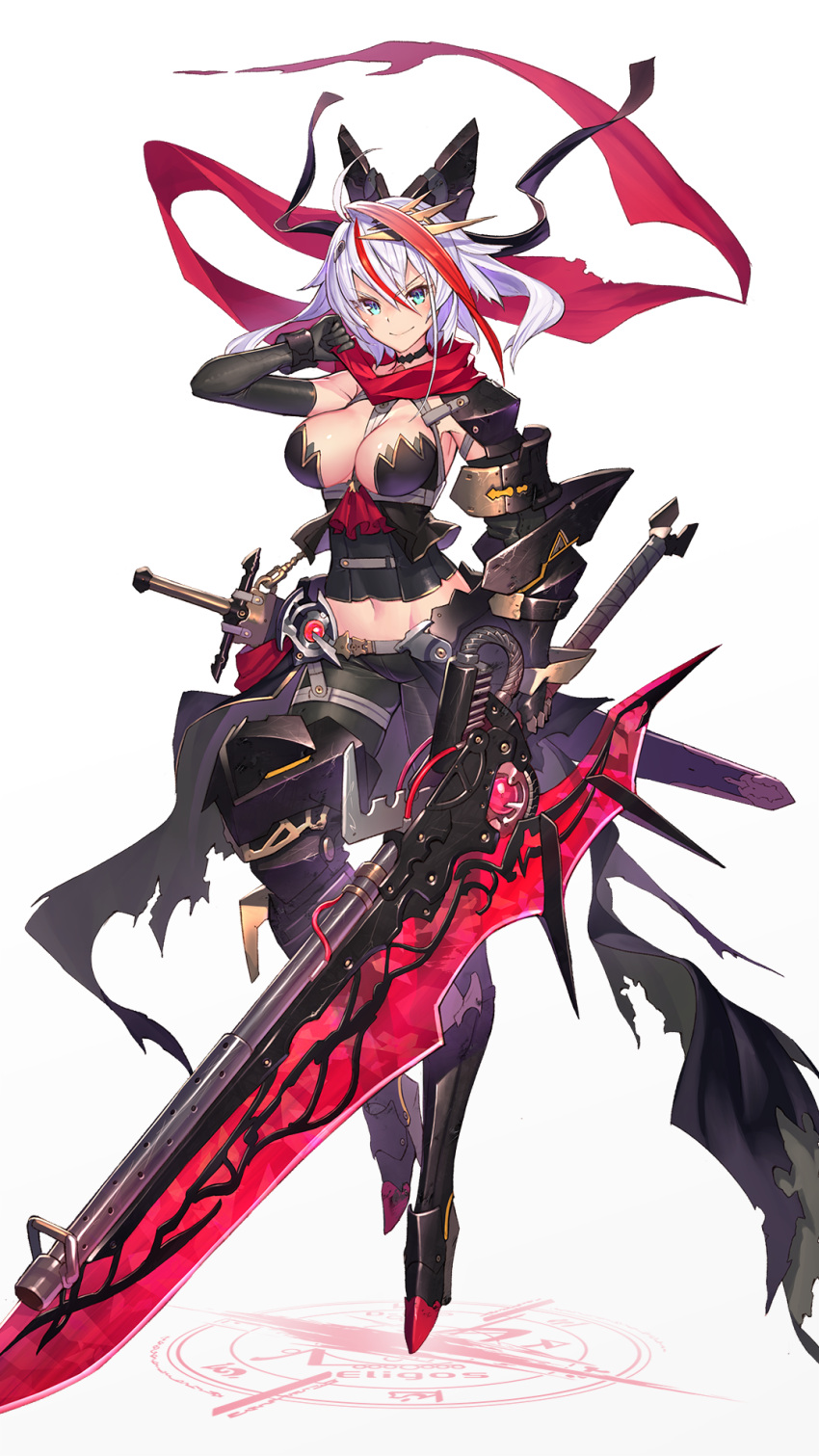 1girl, blue_eyes, breasts, choker, cleavage, fantasy, highres, large_breasts