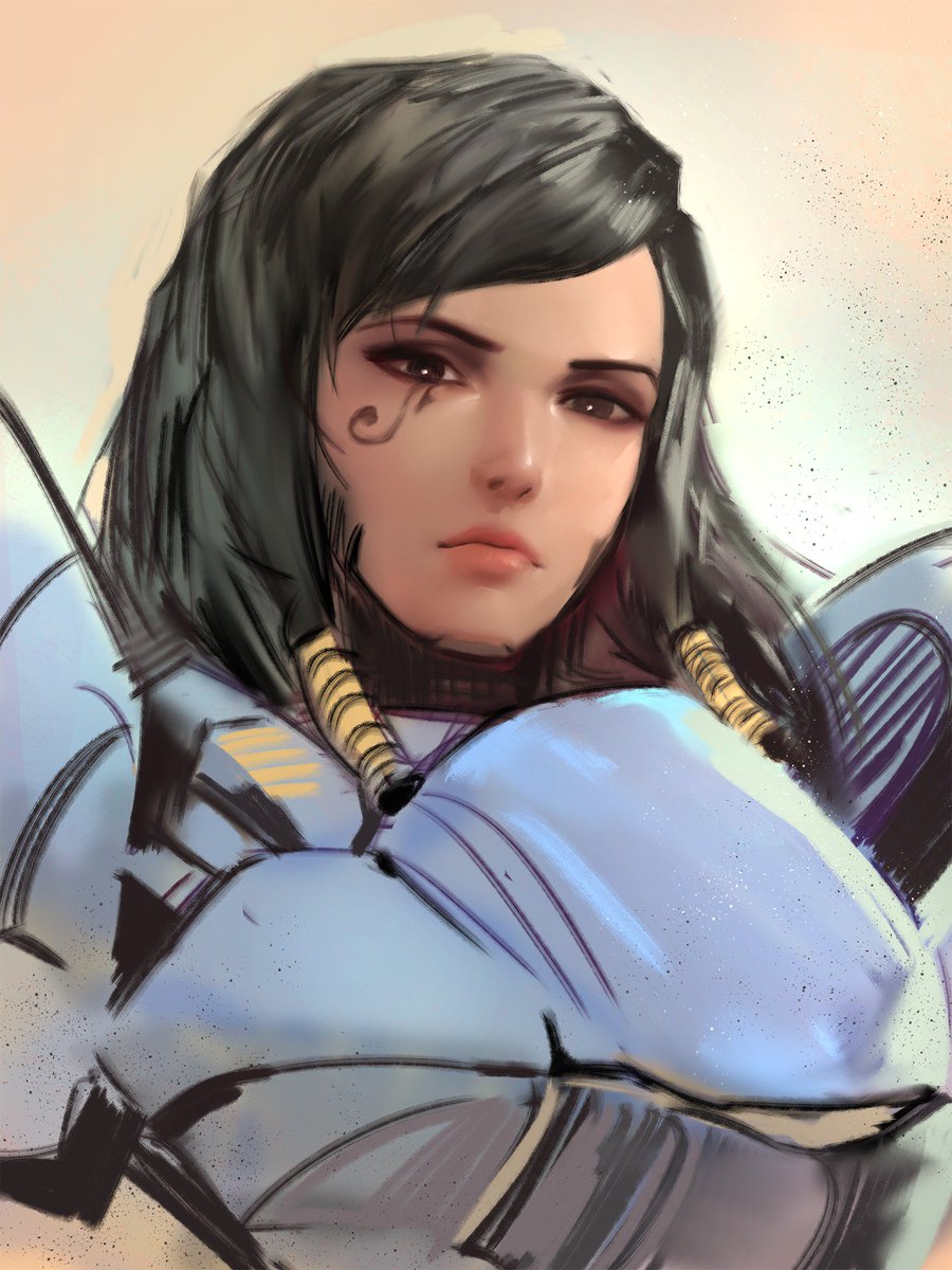 1girl, armor, black_hair, brown_eyes, dark_skin, eye_of_horus, eyeliner, facial_mark