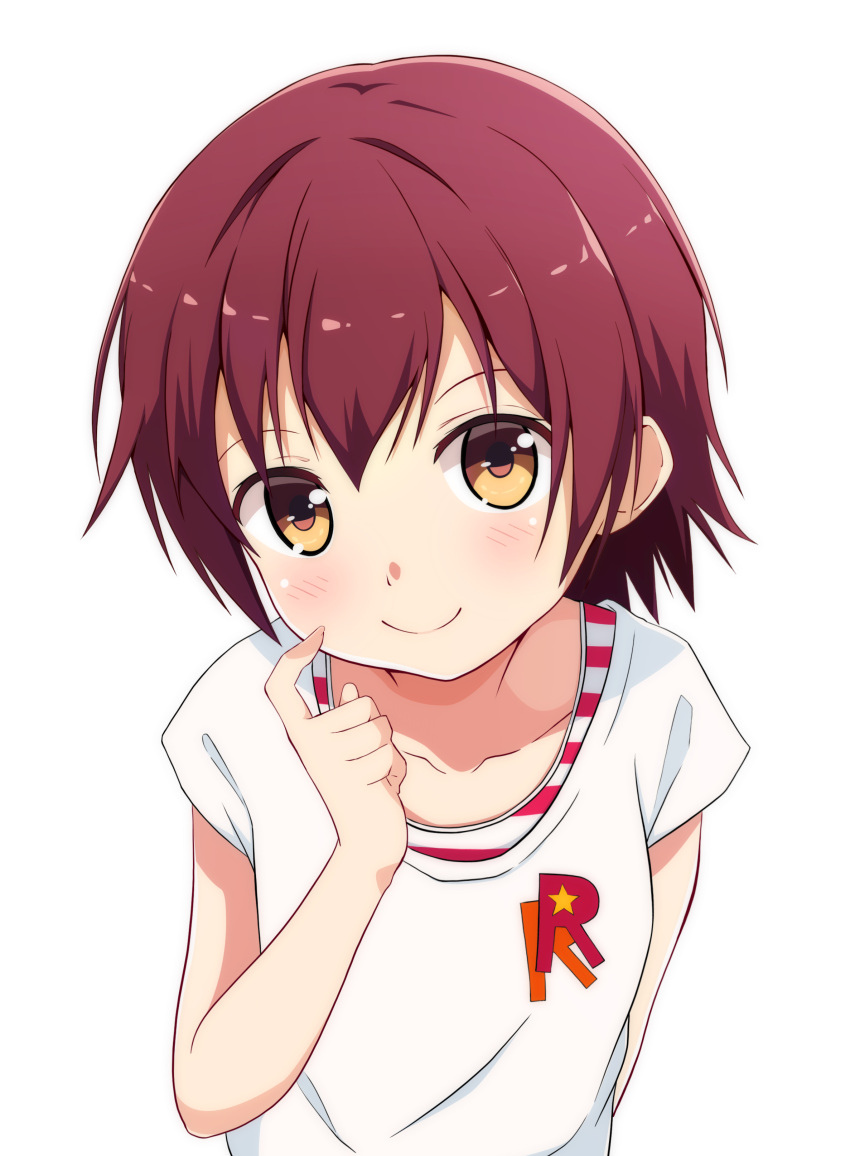 1girl, absurdres, akagi_miria, bangs, bare_arms, blush, closed_mouth, collarbone