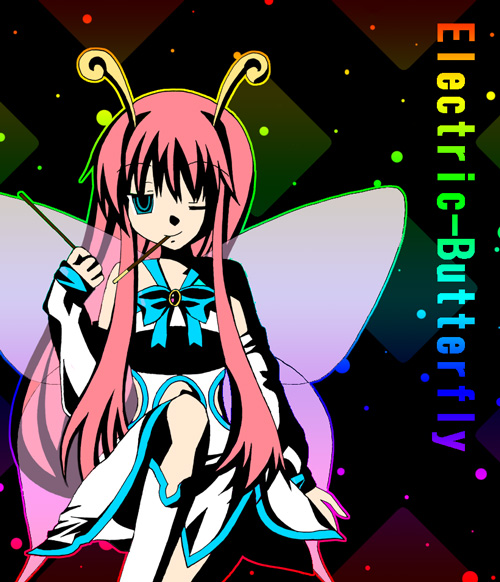 hiratsuka_raichou, kyouran_kazoku_nikki, long_hair, pink_hair, pocky, ribbon, shudou_rima, very_long_hair