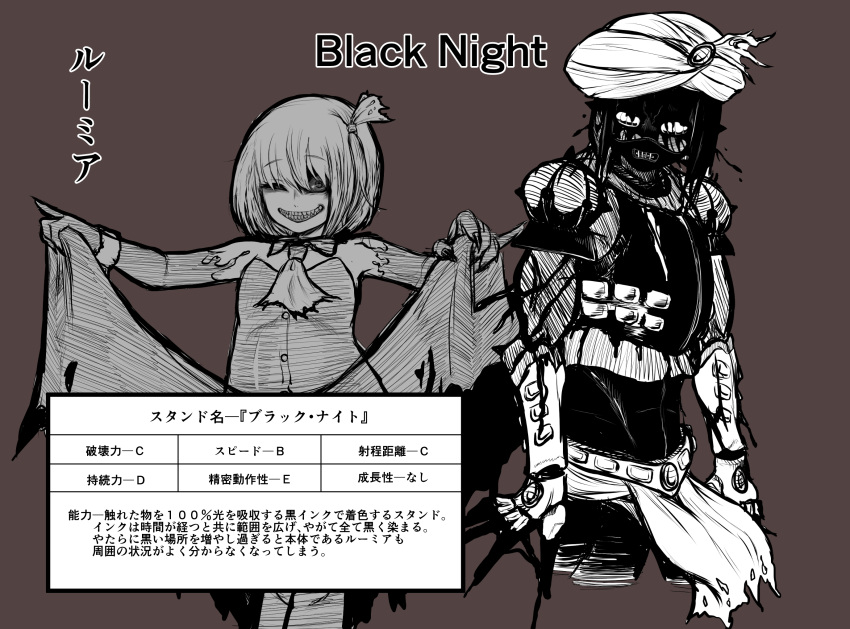 1girl, bow, darkness, hair_bow, hair_ribbon, highres, jojo_no_kimyou_na_bouken, miazuma_sarin