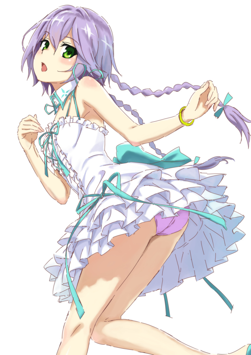 1girl, absurdres, akiba's_trip_2, blue_bow, blue_ribbon, bow, bracelet, braid