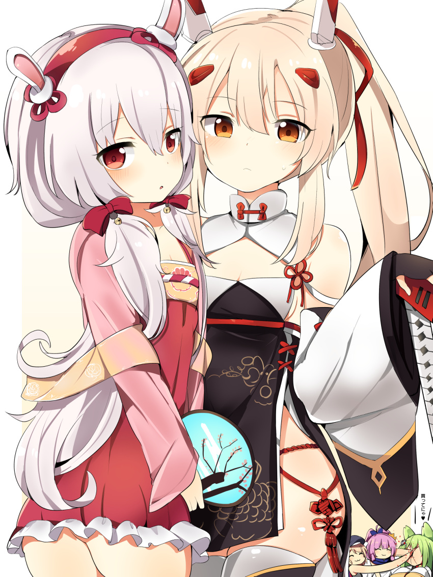 5girls, akashi_(azur_lane), animal_ears, ayanami_(azur_lane), azur_lane, bangs, bell, blonde_hair