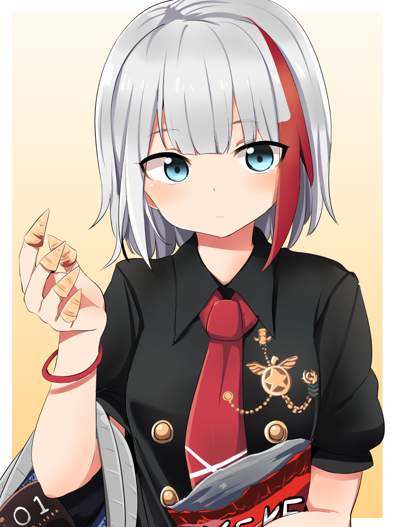1girl, admiral_graf_spee_(azur_lane), azur_lane, bangs, black_shirt, blue_eyes, blush, bugles