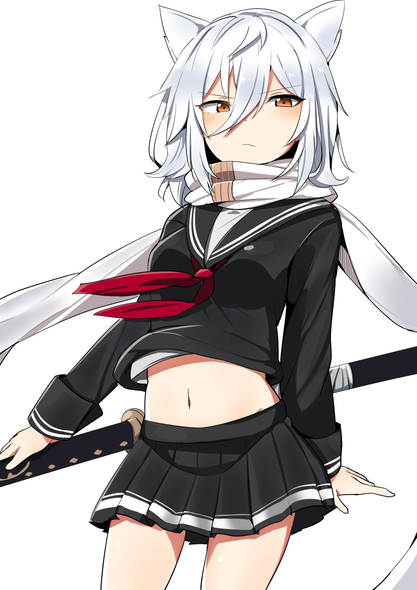 1girl, absurdres, animal_ears, ascot, azur_lane, bangs, black_skirt, blush