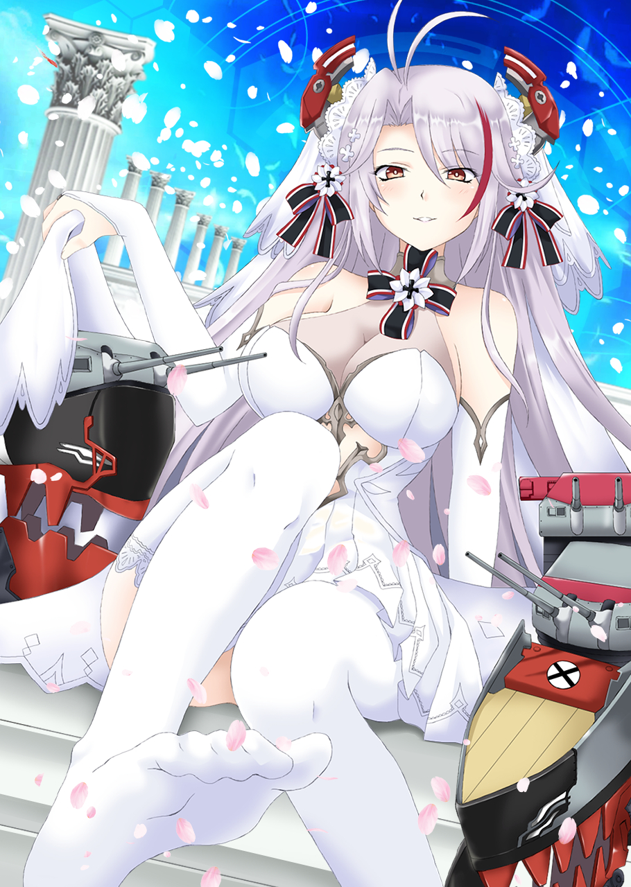 1girl, antenna_hair, azur_lane, bangs, bare_shoulders, blush, breasts, bridal_gauntlets