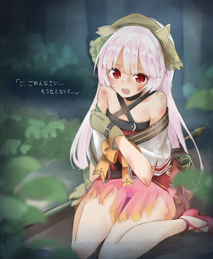 1girl, bangs, black_choker, blush, brown_gloves, bruise, capelet, choker