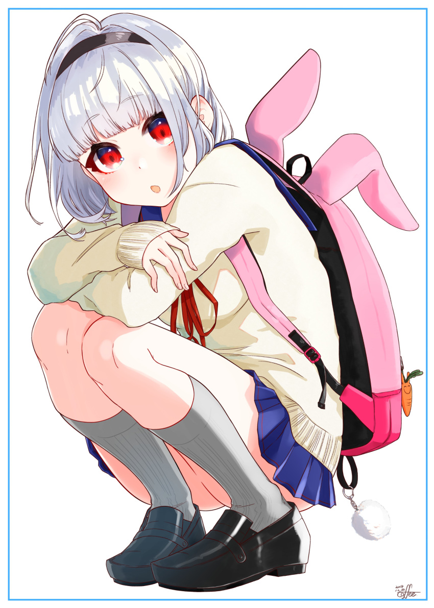 00coffee, 1girl, 2018, :o, absurdres, ahoge, backpack, bag