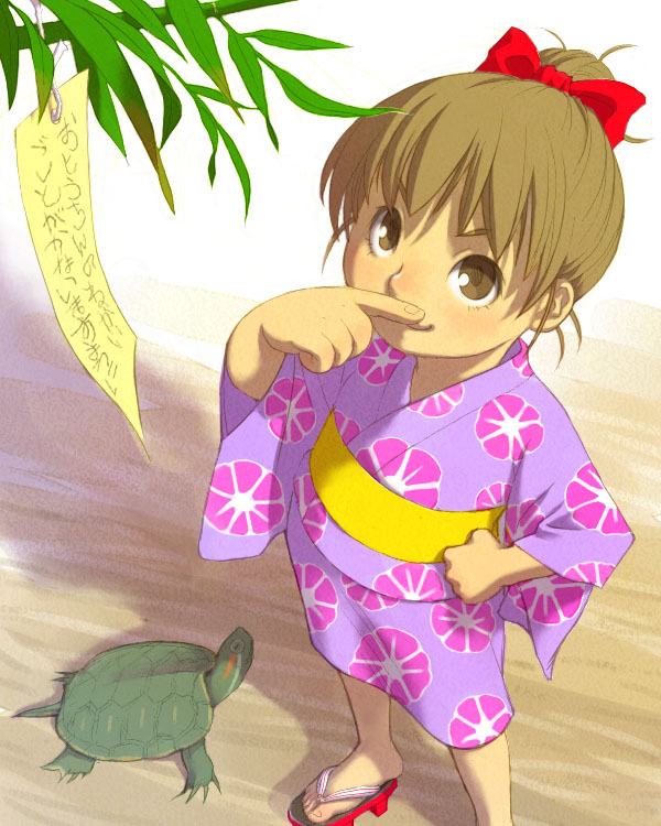 brown_eyes, brown_hair, child, chinon, clog_sandals, hair_ribbon, hair_ribbons, hands