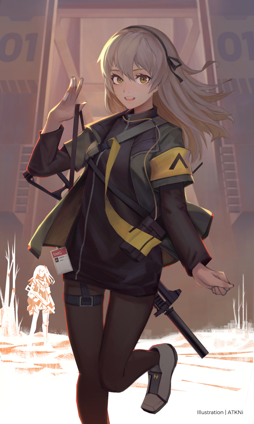 2girls, absurdres, armband, artist_name, atokani, full_body, girls_frontline, grey_hair