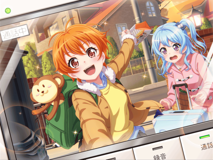 bang_dream!, blush, jacket, kitazawa_hagumi, red_eyes, roange_hair, short_hair, smile