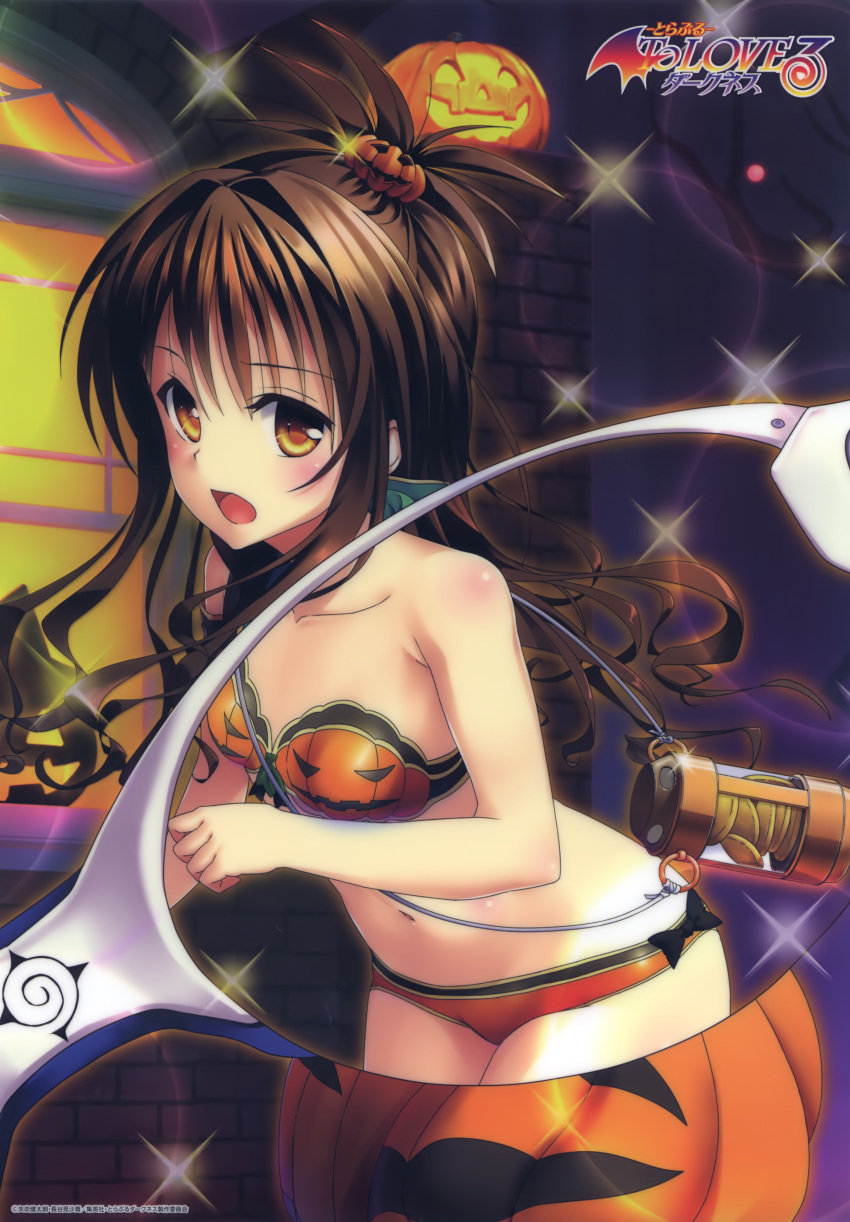 1girl, absurdres, black_bow, blush, bow, bra, brown_hair, collarbone